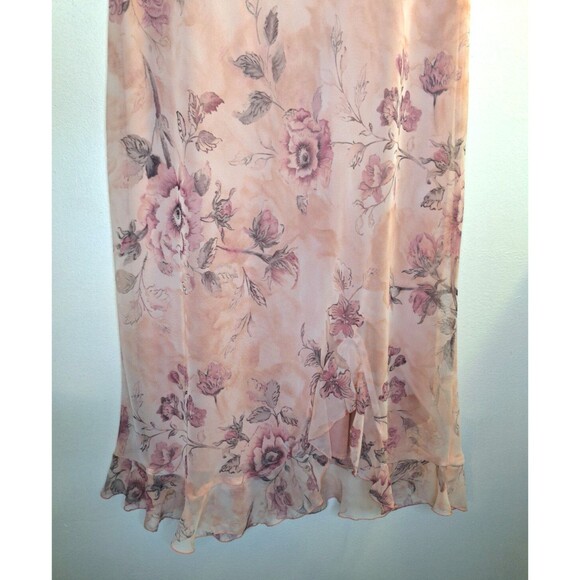 MEGHAN MATTHEWS Petal Pink Floral Baby Doll Midi Dress Sz 10 Fairy Romantic Y2K - Picture 6 of 7